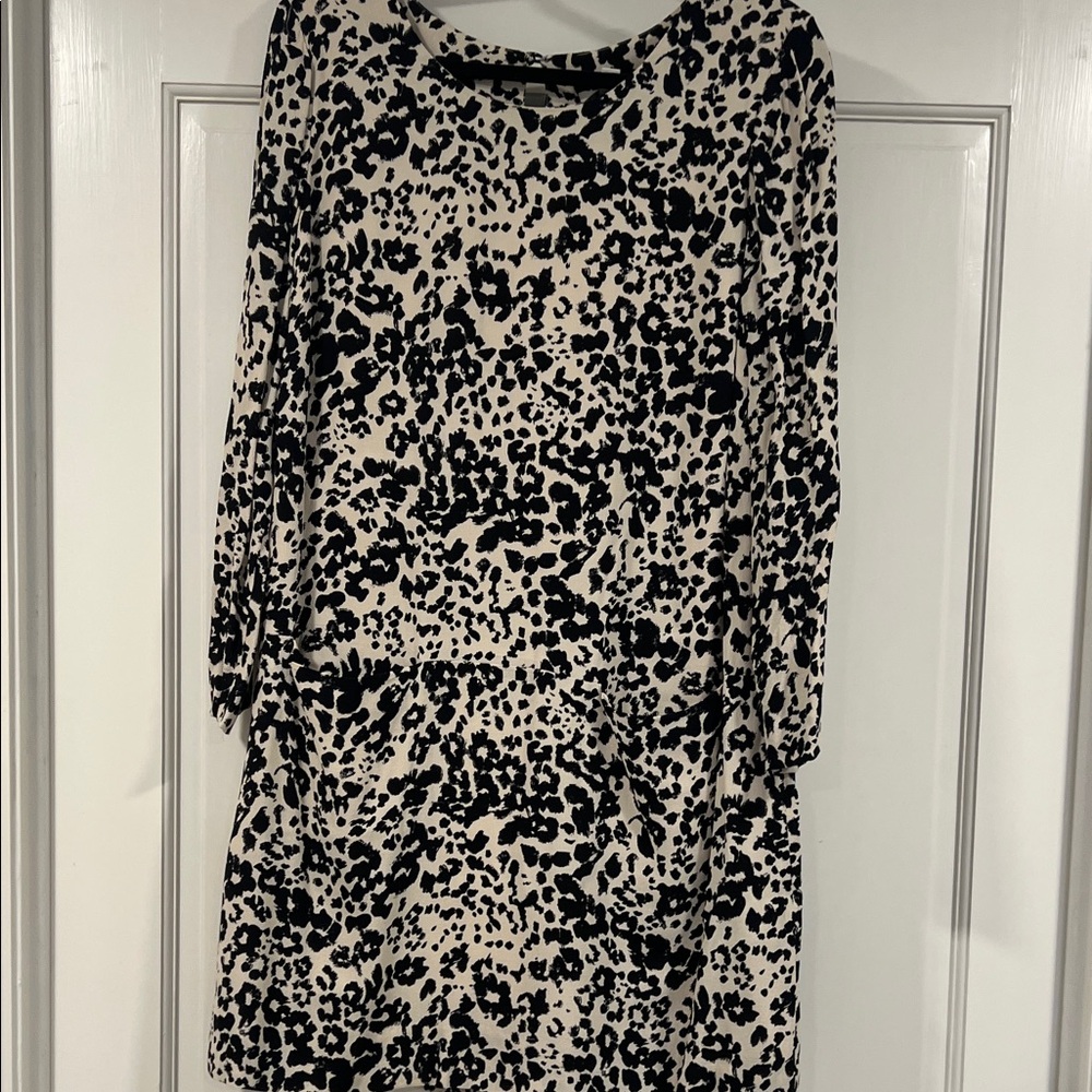 J. Crew Animal Print Long Sleeve Dress